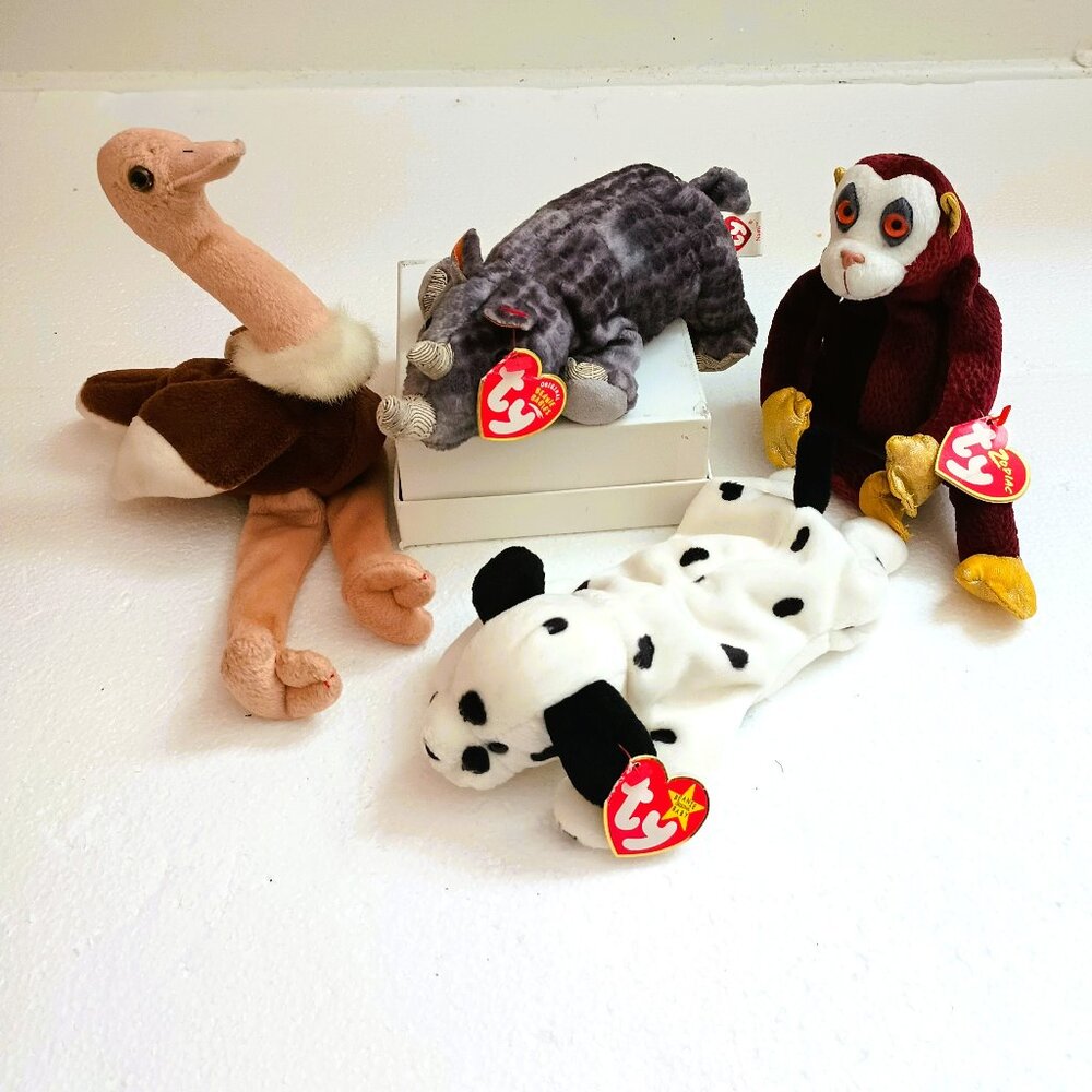 Ty Beanie Babies Lot of 4 NWT Stretch, Nami, Monkey, Dotty